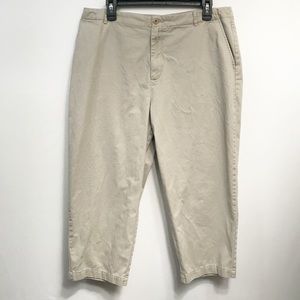 Lands' End Baumwolle Khaki Capris Womens Sz16P Cotton‎ Preppy Petite Flat Front